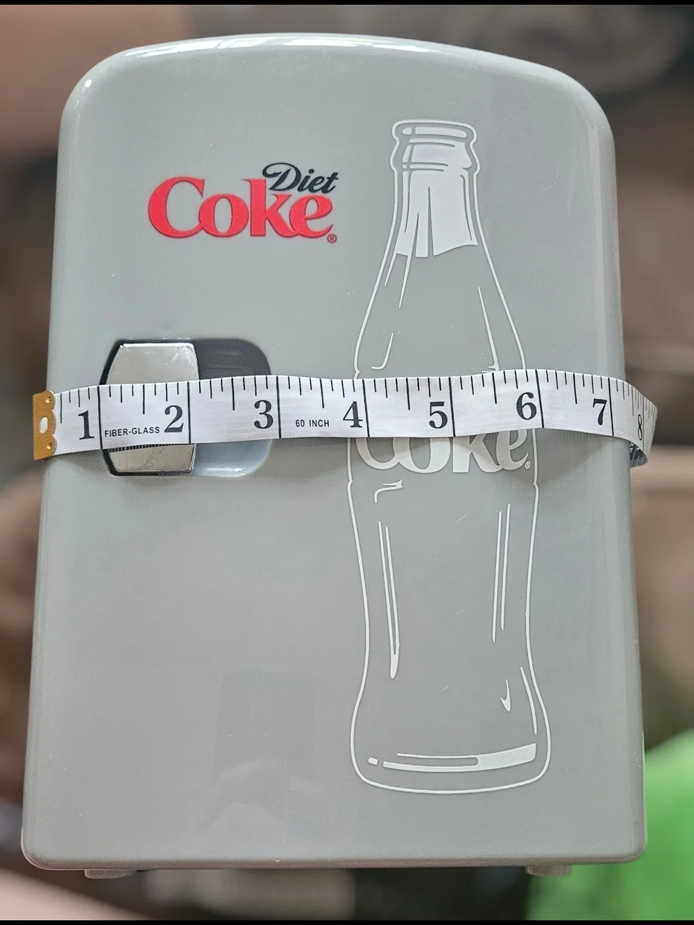 Coca-Cola Mini Fridge — Light Gray with White and Black Label With Cord.